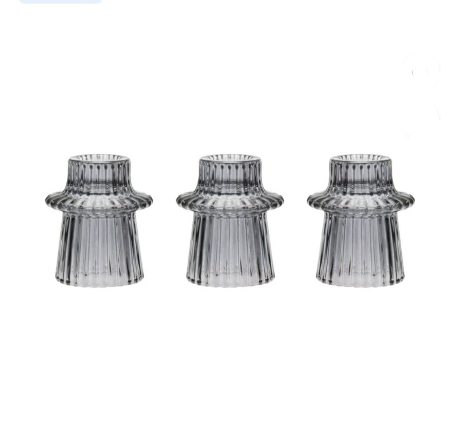 Mainstays 3" Smoke Glass Ribbed Candle Holder, Set of 3 | Home & Kitchen Delights