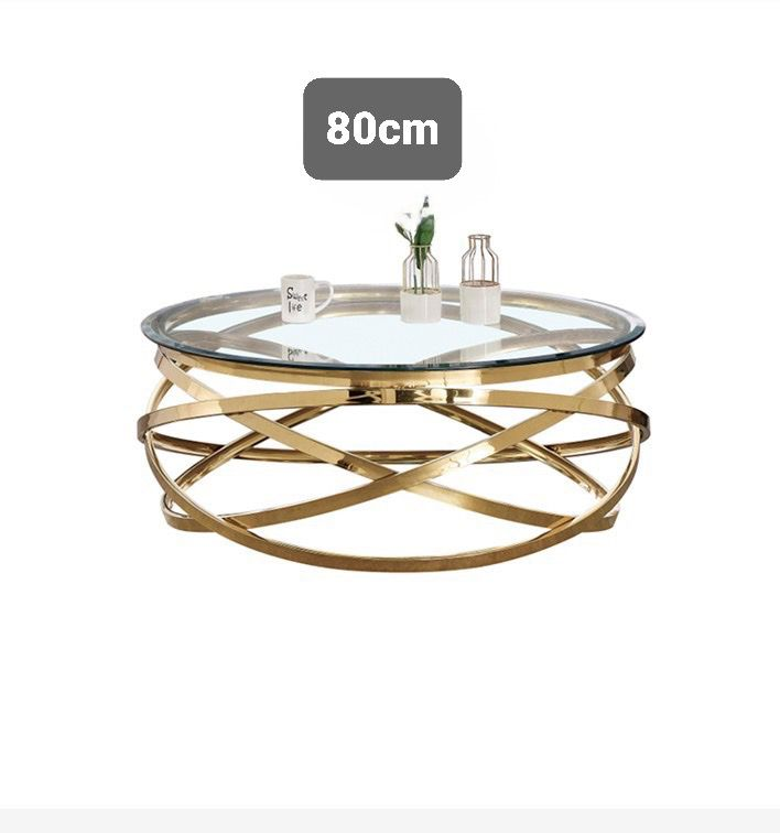 Table Basse Milo 80 Doré Transparent  | MULTI-AFFAIRES
