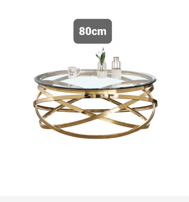 Table Basse Milo 80 Doré Transparent  | MULTI-AFFAIRES