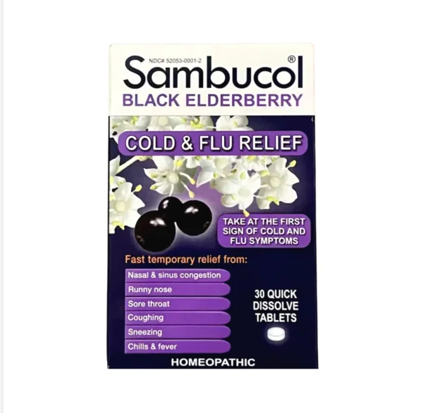 Sambucol Black Elderberry Homeopathic Cold & Flu Relief Elderberry30.0ea | Hit-The-Stage Pharmacy