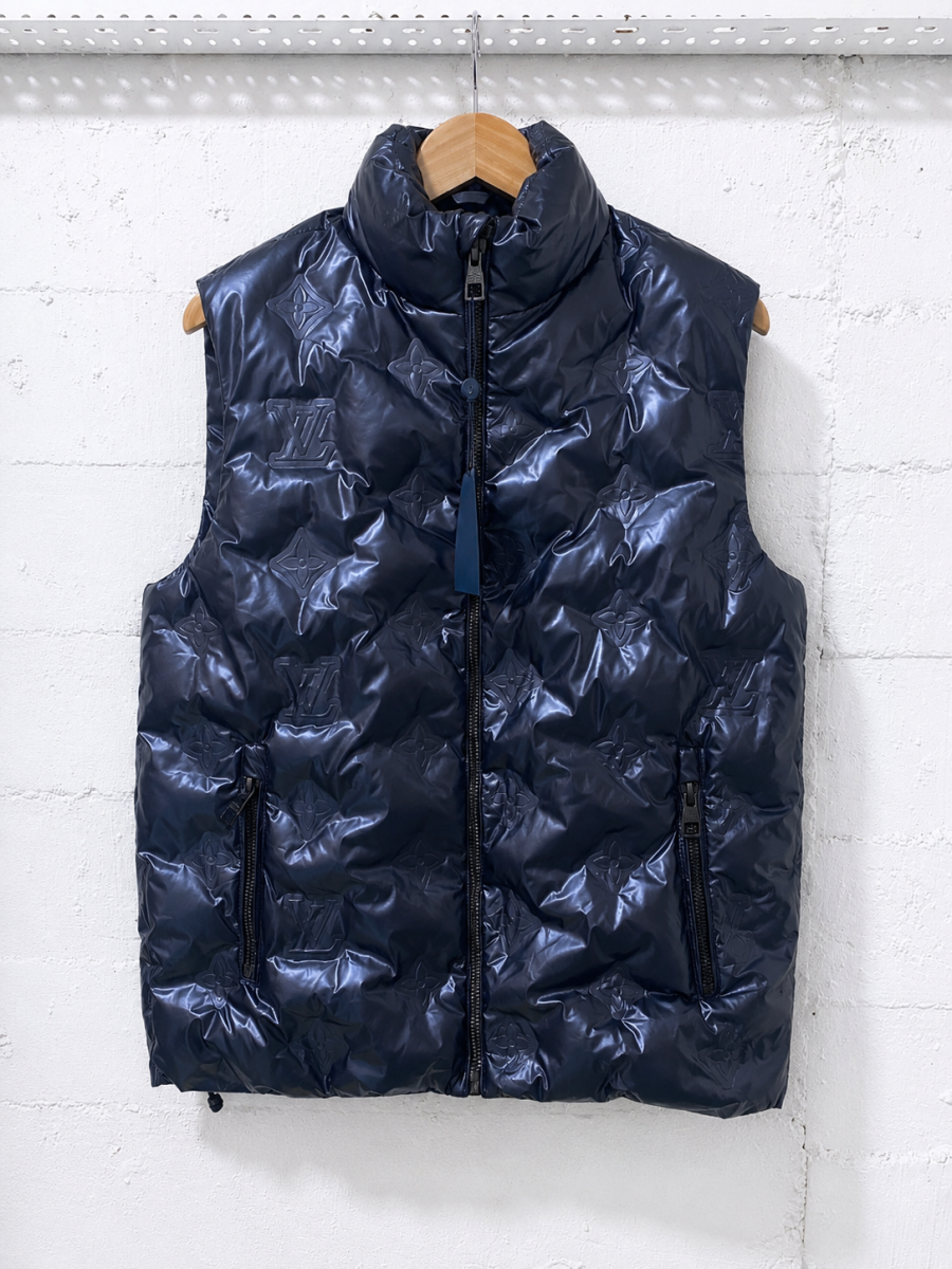 Louis Vuitzon Sleeveless Puffer Vest Glossy Navy Blue | 