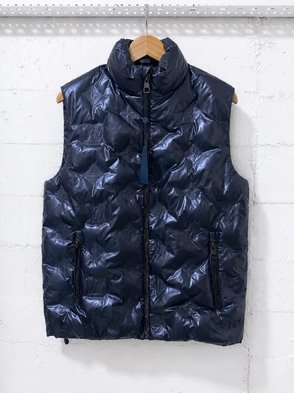 Louis Vuitzon Sleeveless Puffer Vest Glossy Navy Blue | 