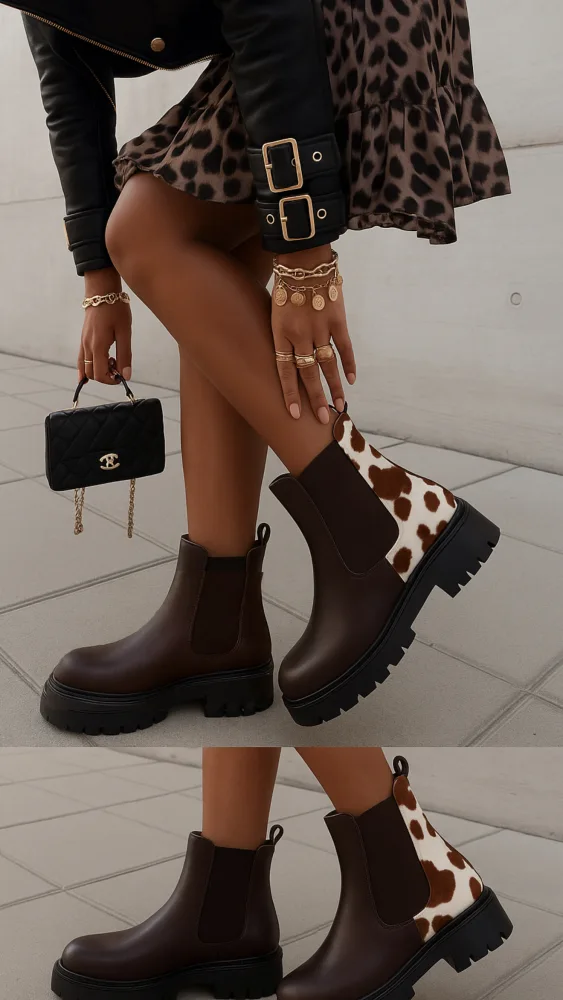 Stivale Chelsea con dettagli animalier | ELIS MODA