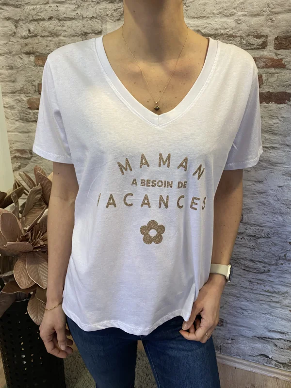 Tshirt maman a besoin de vacances  | Jus de coco 