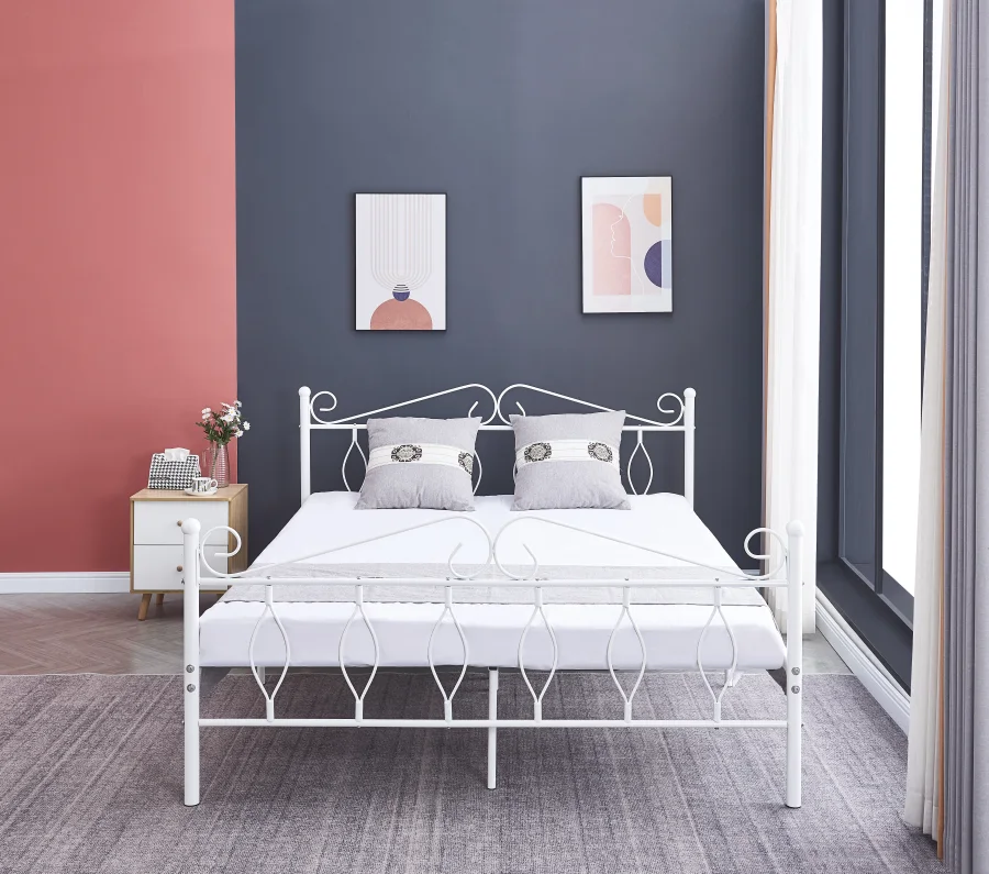 Lit metal en blanc Julie /Ref:5 | MULTI-AFFAIRES