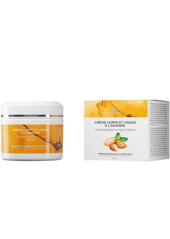 CRÈME POUR LE CORPS ET LE VISAGE À L'AMANDE 150 ml  CRÈME NOURRISSANTE ET HYDRATANTE | AMCOSMETIK