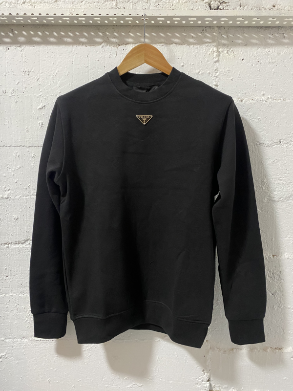 Prada Milano Sweatshirt Black/Black | MASSIMOLUXURYOUTLET