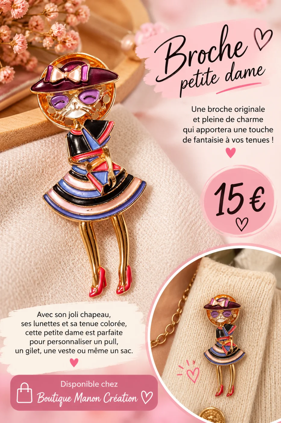 Broche chat | Boutique Manon création