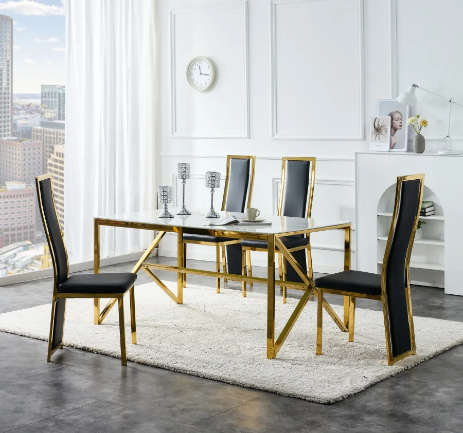 Chaise DANA Gold similicuir Noir/Ref:5 | MULTI-AFFAIRES