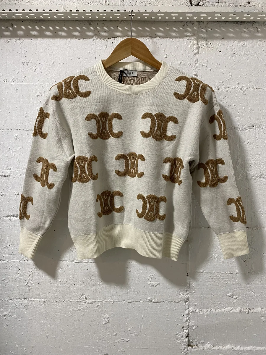 Celine Paris Women Sweatshirt Ecru  | MASSIMOLUXURYOUTLET