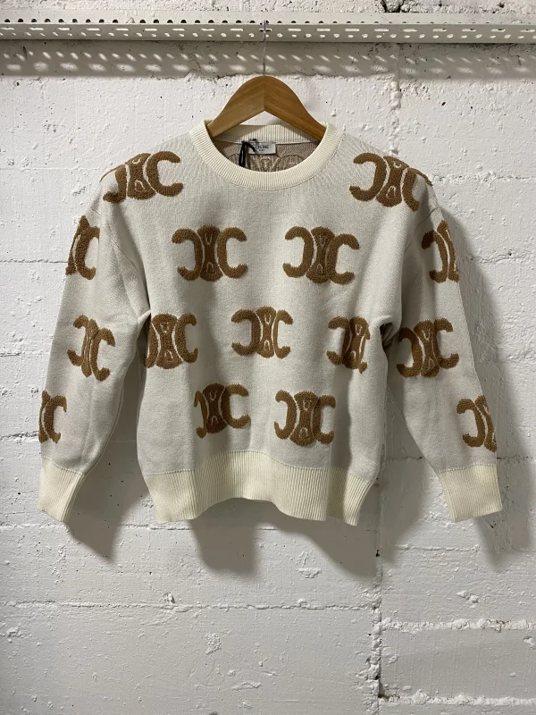 Celine Paris Women Sweatshirt Ecru  | MASSIMOLUXURYOUTLET