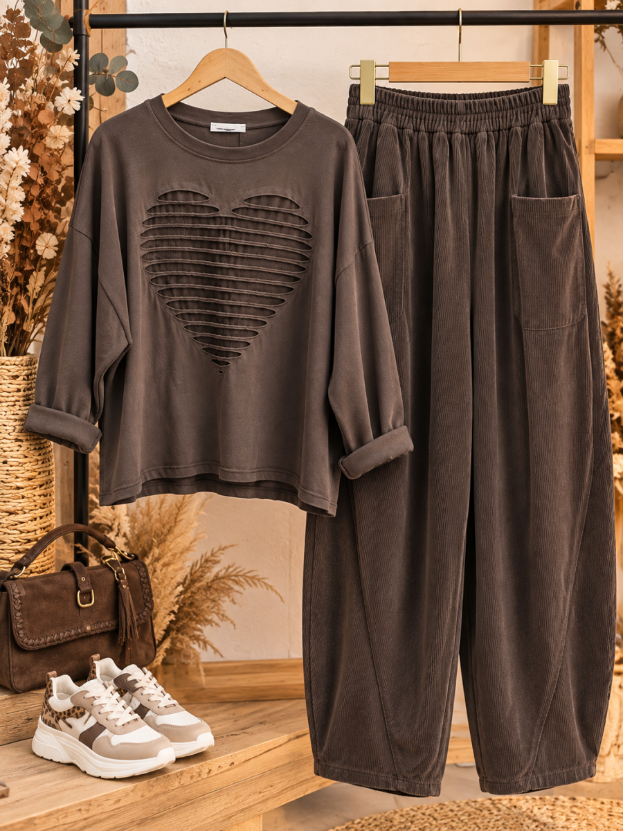 Sweat " coeur sauvage " marron 38 au 48 | Les Chics Filles by Sab