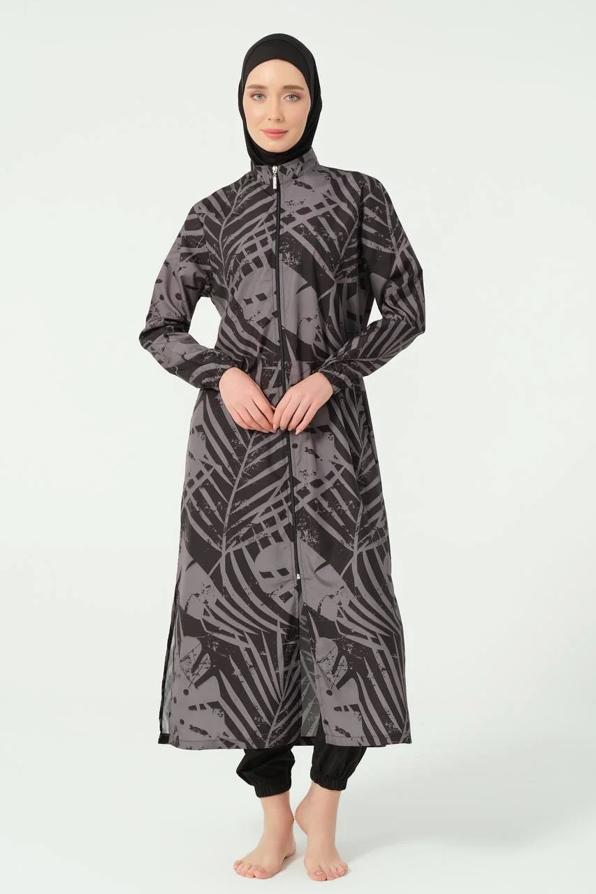 Burkini Imp Long Gris Noir | CasaZaz