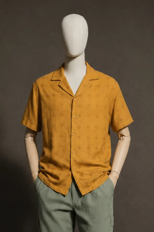 Camisa Havaiana Clássica estilo Linho em Camel Cod.945 | definne