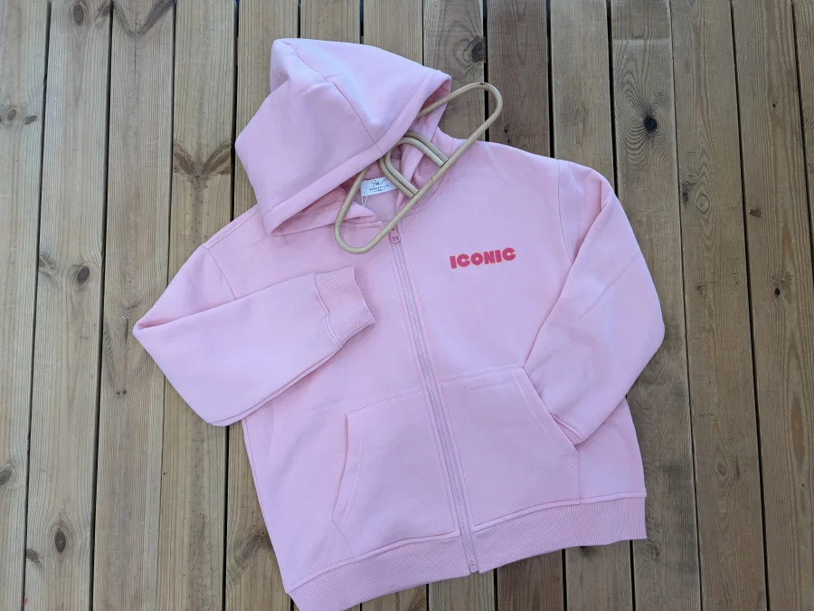 Gilet capuche rose iconic  | Lena in Love 