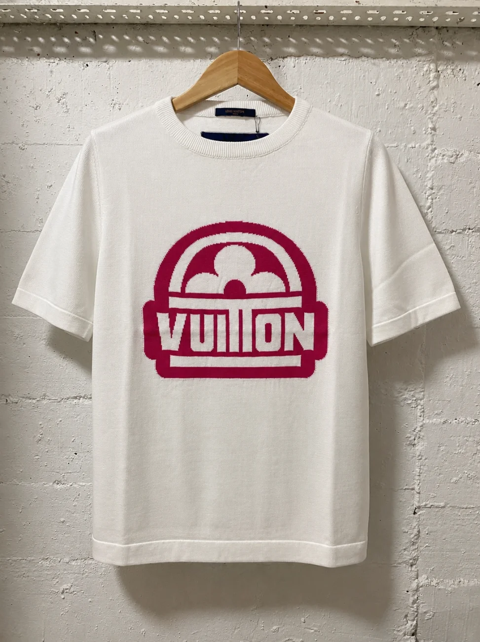 Louis Vuitton Knit T-Shirt White Pink “Vuitton”  | MASSIMOLUXURYOUTLET