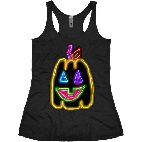 💠NFT NEON PUMPKIN 1💠 RACERBACK TRIBLEND TANK | 💠 ℕ𝔽𝕋 𝕄𝕖𝕣𝕔𝕙 💠