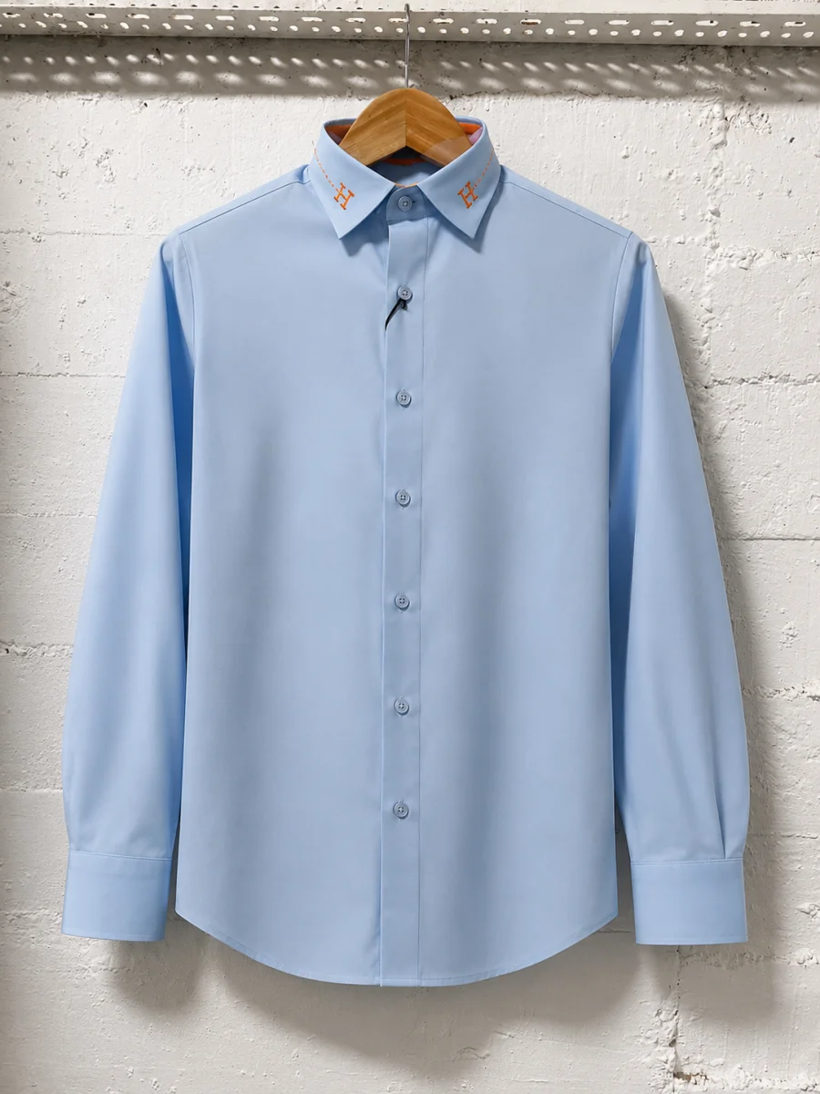 Hermès Paris Long Sleeve Dress Shirt  Light Blue | 