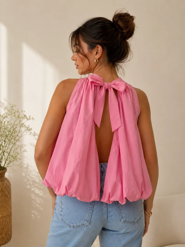 Blush Bow Puff Top | Salsa Color