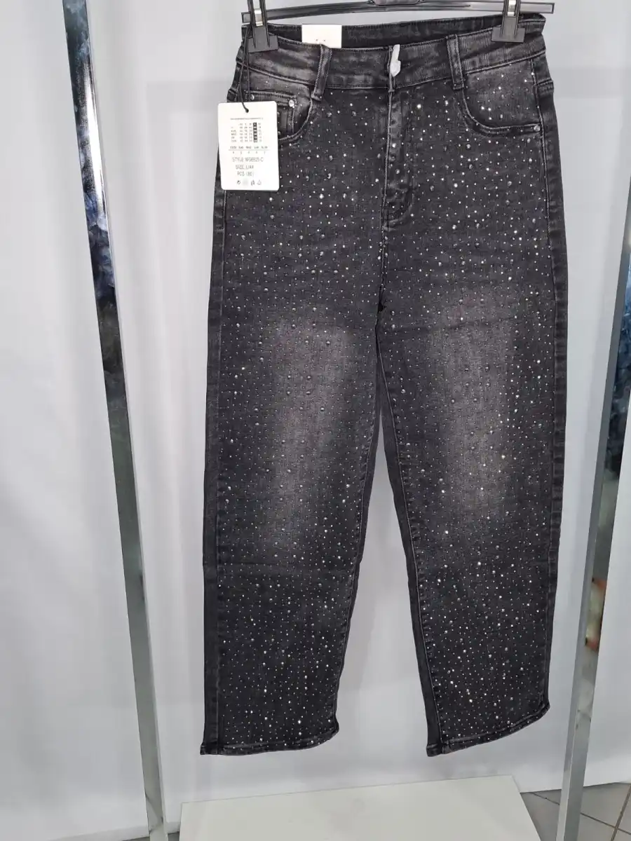 Jeans palazzo con brillantini  | R&Sabbigliamento
