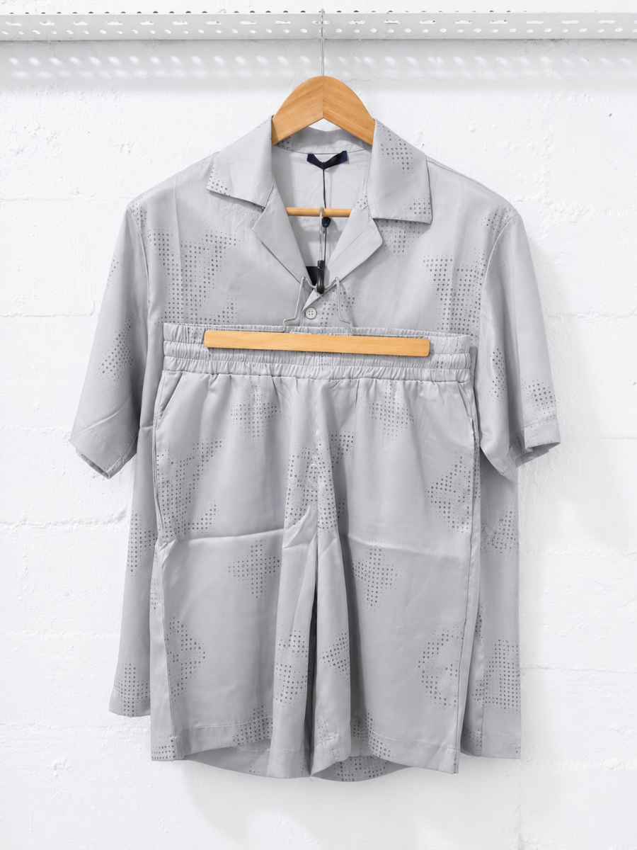 Louis Vuitton Matching Set Featuring aShort Sleeve Button-Up Shirt Light Grey | 