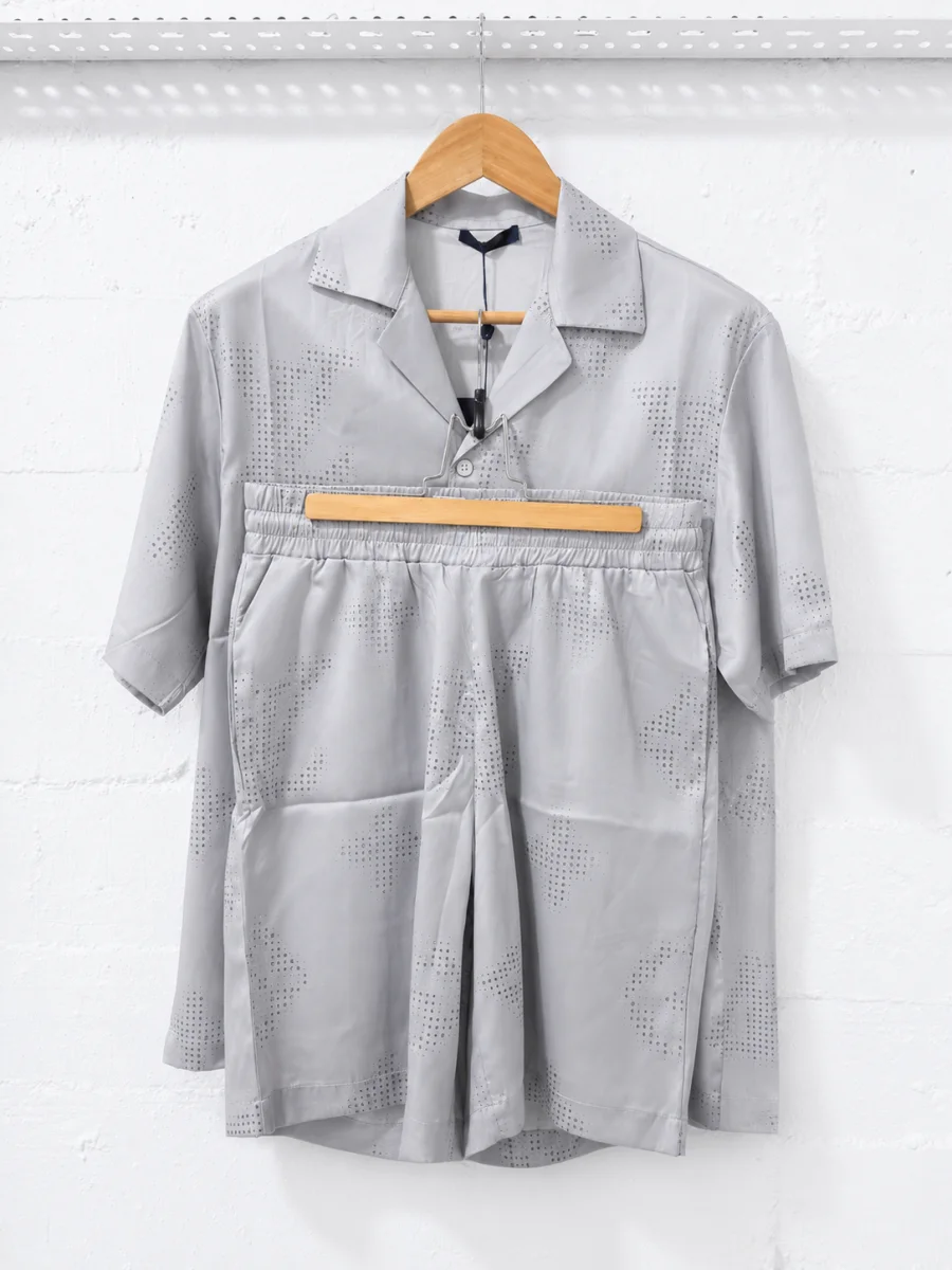 Louis Vuitton Matching Set Featuring aShort Sleeve Button-Up Shirt Light Grey | 