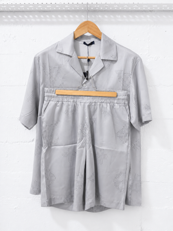 Louis Vuitton Matching Set Featuring aShort Sleeve Button-Up Shirt Light Grey | 