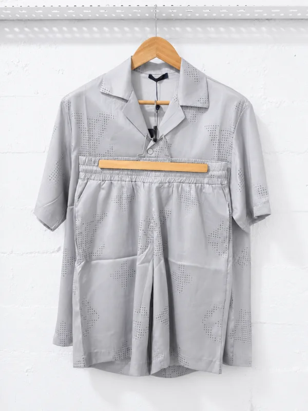 Louis Vuitton Matching Set Featuring aShort Sleeve Button-Up Shirt Light Grey | 