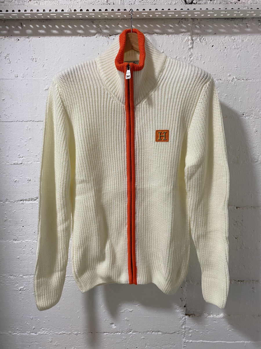 Hermes Prais Zip Up Sweatshirt Ecru/Oronge | MASSIMOLUXURYOUTLET