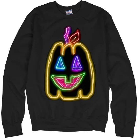 💠NFT NEON PUMPKIN 1💠 HANES CREWNECK SWEATSHIRT | 💠 ℕ𝔽𝕋 𝕄𝕖𝕣𝕔𝕙 💠
