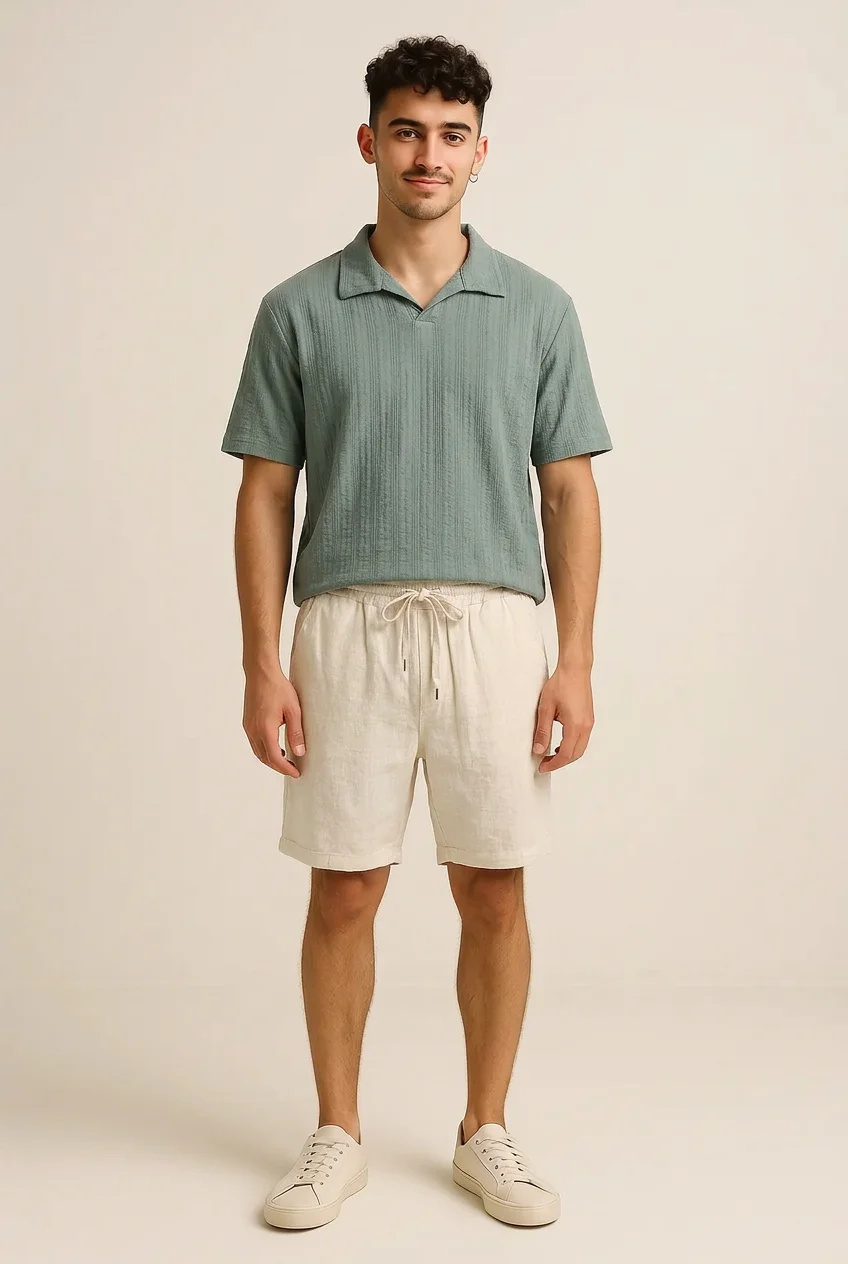 Maglietta Uomo Colletto a Polo Senza Bottoni - Verde | GIMARK