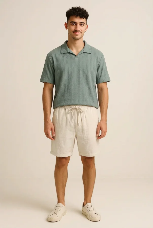 Maglietta Uomo Colletto a Polo Senza Bottoni - Verde | GIMARK