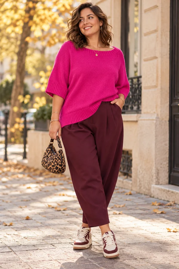 Pull " roxane" Fushia du 36 au 46/48 | Les Chics Filles by Sab