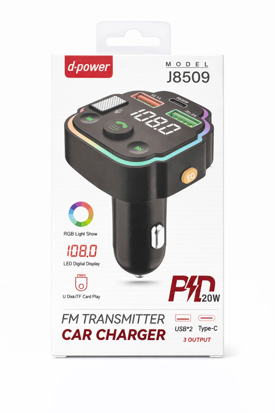 Car Charger USB + C FM J8509 | Beauty phone 