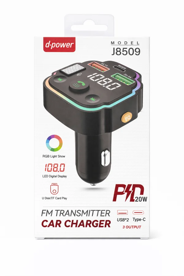 Car Charger USB + C FM J8509 | Beauty phone 