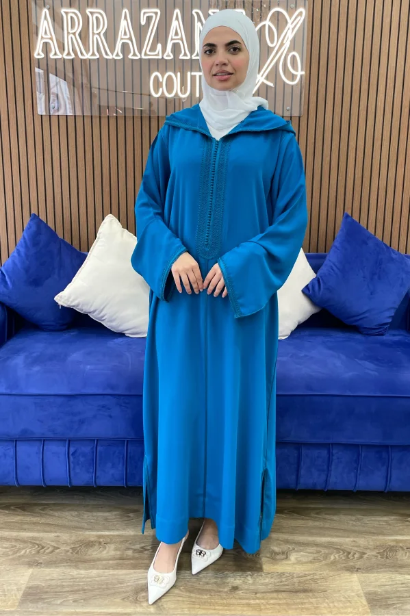 Djellaba Crêpe 4Fils Bleu Canard | CasaZaz