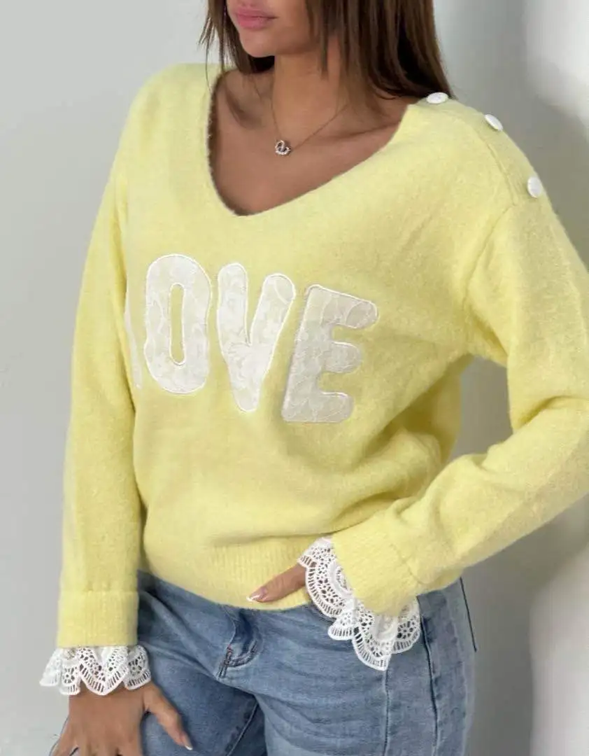 Pull Love - Jaune | Neyla