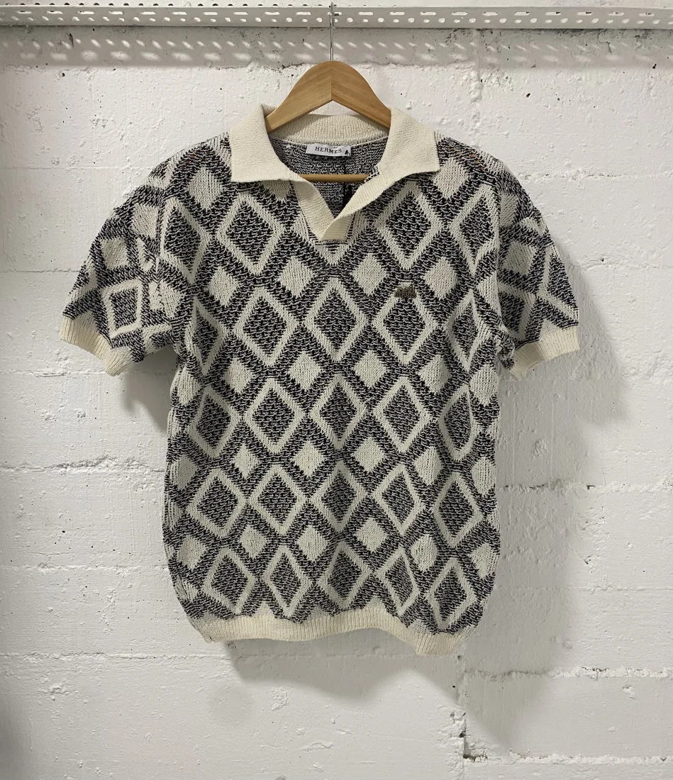 Hermes Polo Shirt Grey/White  | MASSIMOLUXURYOUTLET