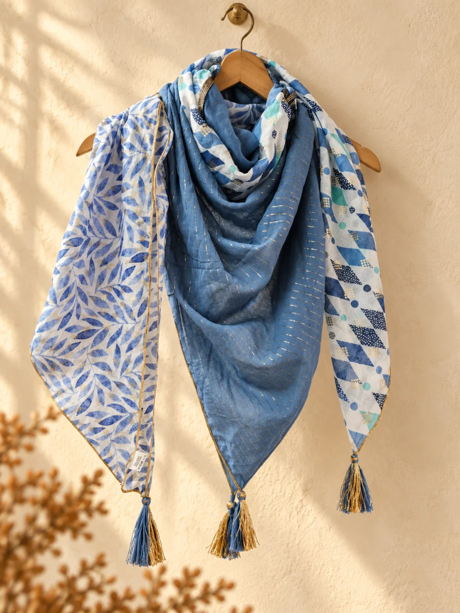 Foulard 4 carrés " azur" bleu | Les Chics Filles by Sab