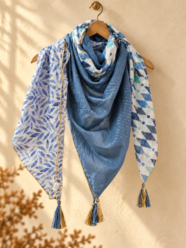 Foulard 4 carrés " azur" bleu | Les Chics Filles by Sab