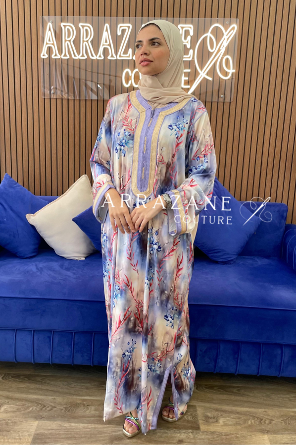 Caftan en Soi Sfifat Beige Violet | CasaZaz