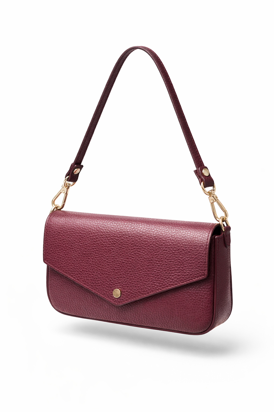 Borsa a Spalla Mini – Bordeaux con Patta Geometrica | ELIS MODA
