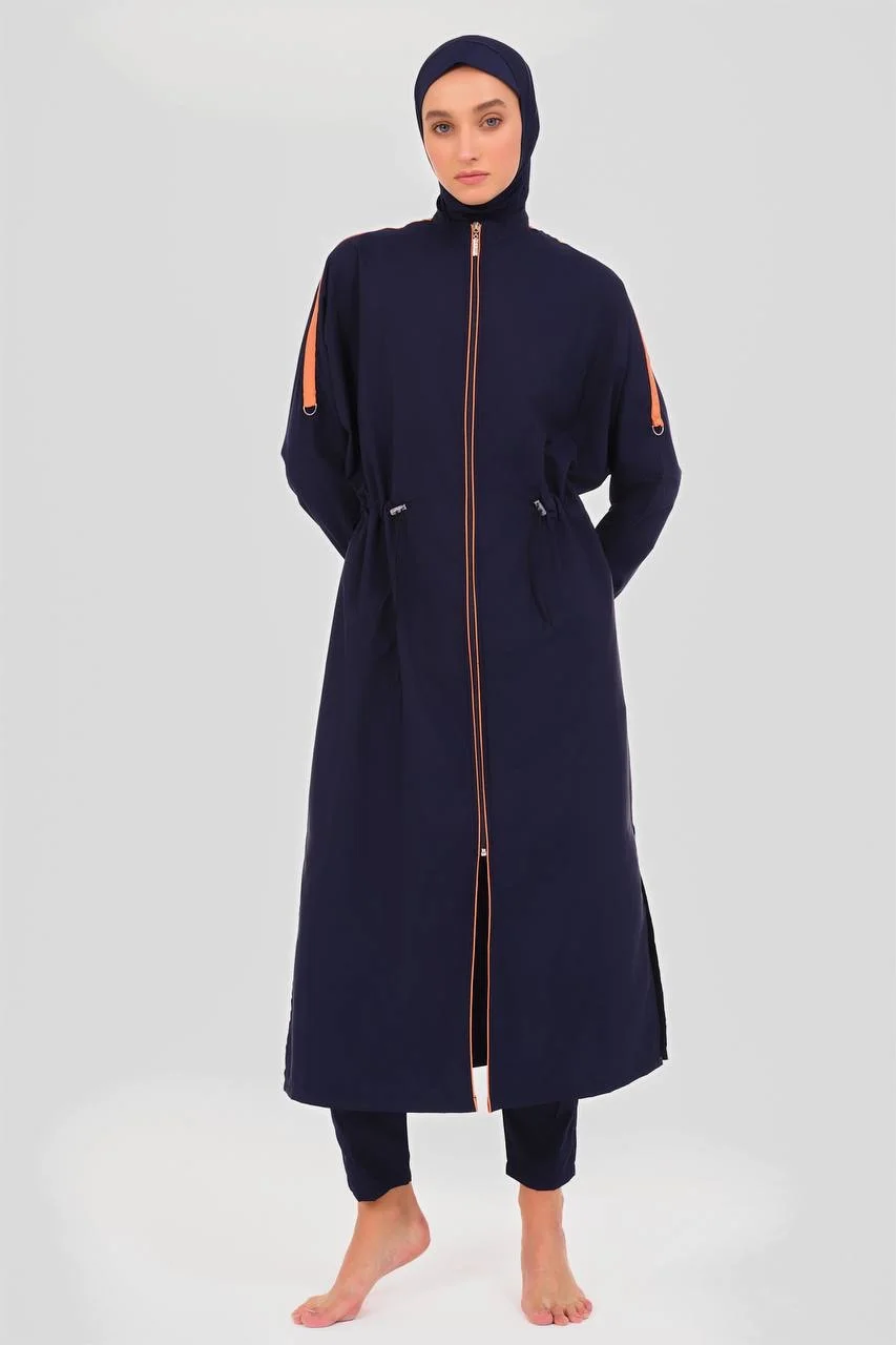 Burkini Imp Bleu Marine Orange | CasaZaz