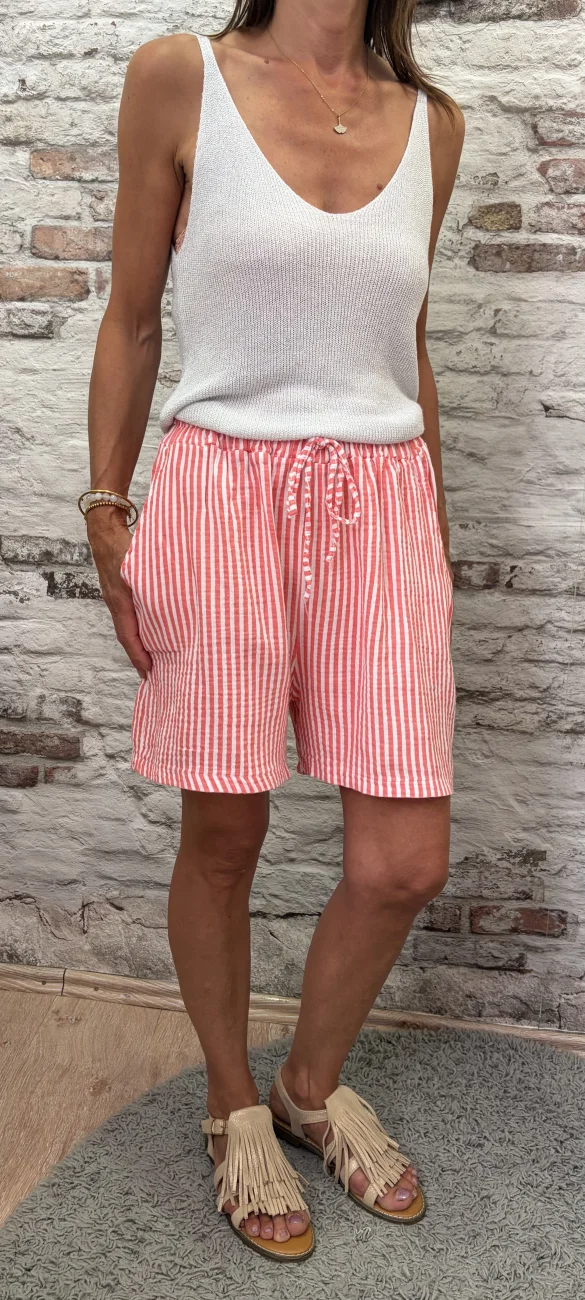 Short rayé gaz de coton | Jus de coco