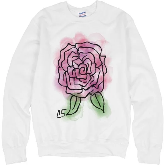 💠NFT WATERCOLOR ROSE 1💠 HANES CREWNECK SWEATSHIRT | 💠 ℕ𝔽𝕋 𝕄𝕖𝕣𝕔𝕙 💠