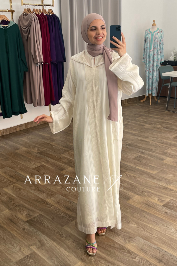 Djellaba Hebba Berchman Blanc Cassé | CasaZaz
