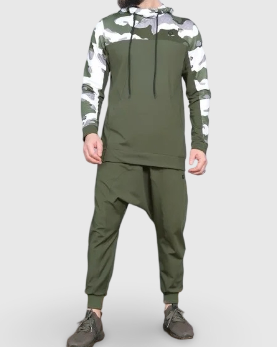 ENSEMBLE ARMY NG KAKI SAROUEL ET SWEAT CAPUCHE | AMCOSMETIK