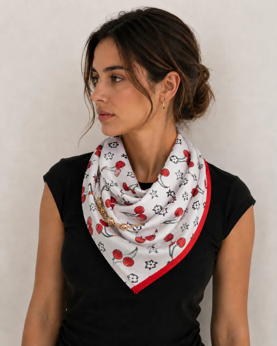 Foulard aimant " cerise d'été " | Les Chics Filles by Sab