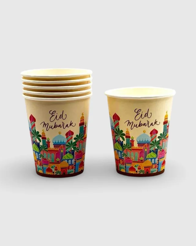 LOTS 6 PCS GOBELETS EN CARTON EID - VILLE COLORÉE (250ML) | AMCOSMETIK