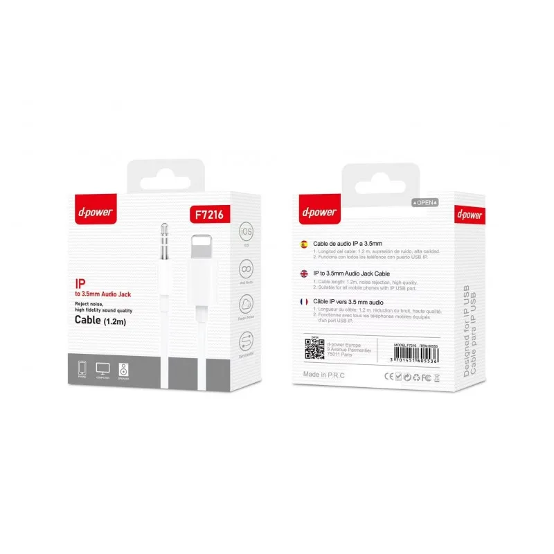 Câble Lightning to Jack 3.5mm F7216 | Beauty phone 